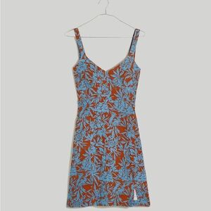 Floral Blue and Red Women's linen dress madewell
